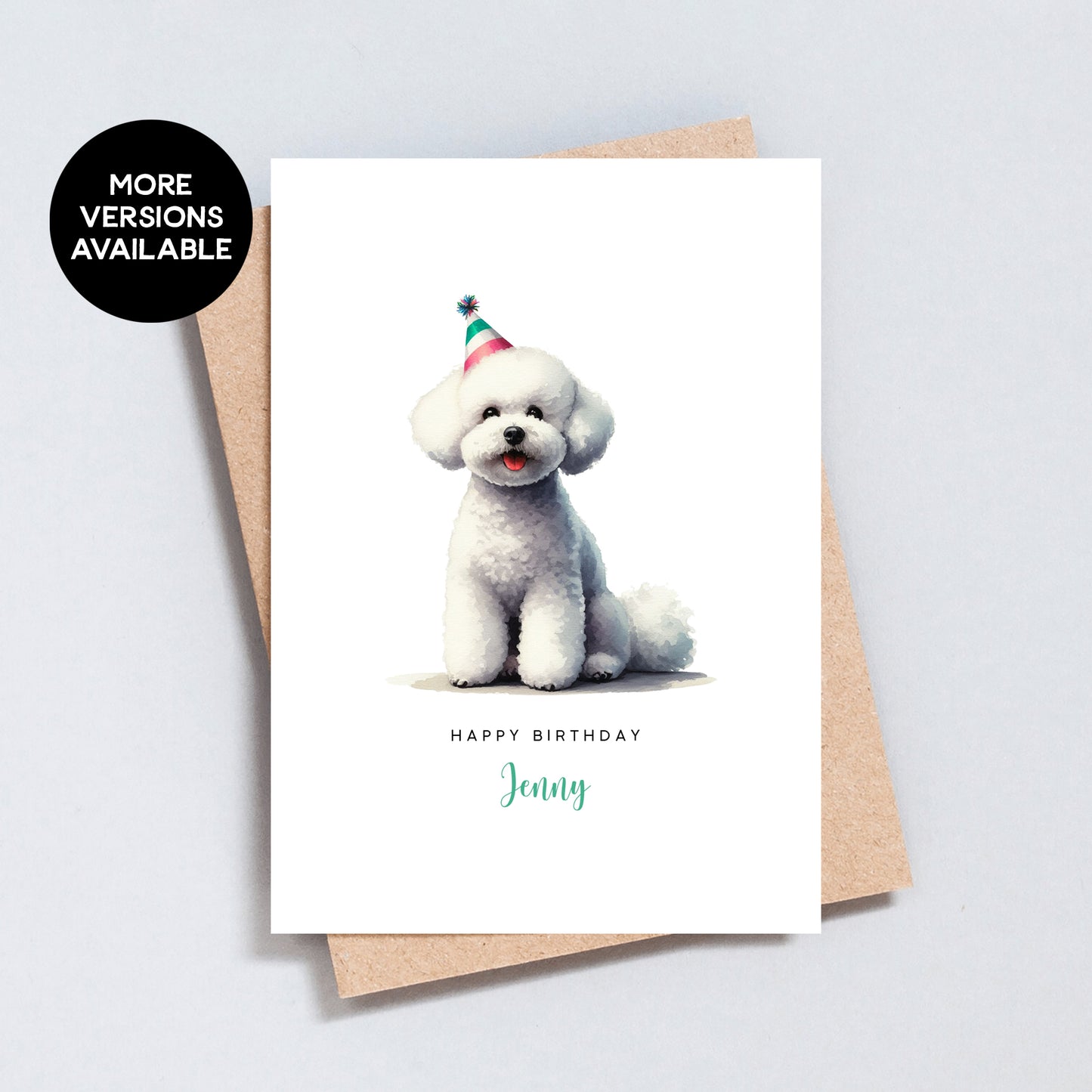 Bichon Frise Birthday Card, Personalised Card From Or To Dog