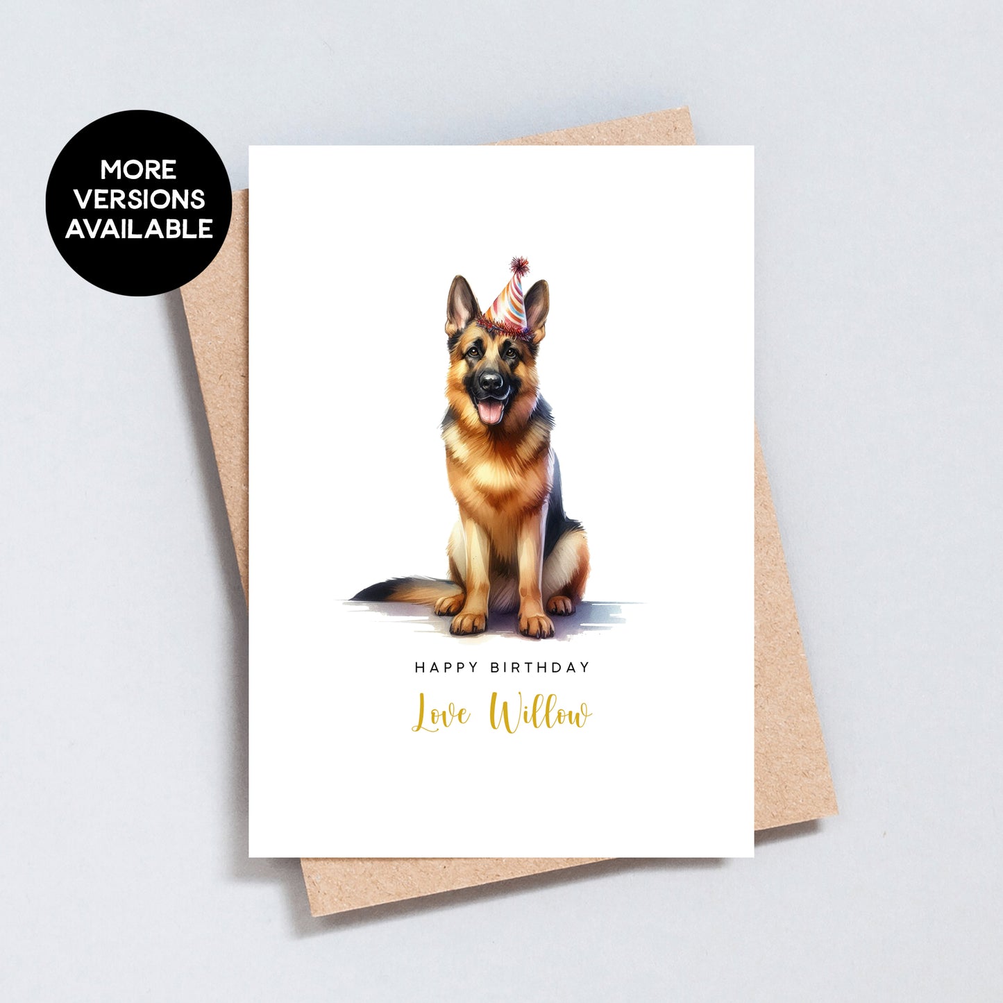 Personalised German Shepherd Birthday Card, Card From Or To Dog
