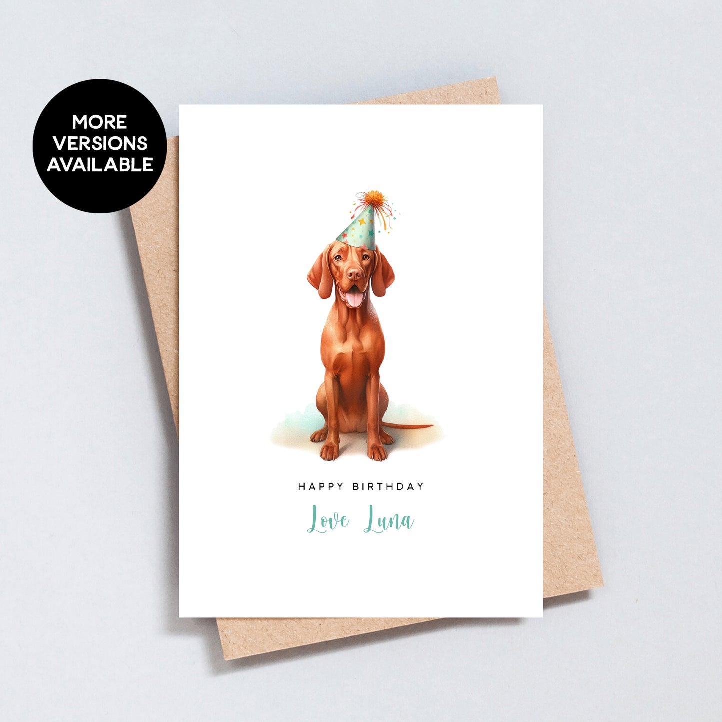 Personalised Hungarian Vizsla Birthday Card, Card From Or To Dog