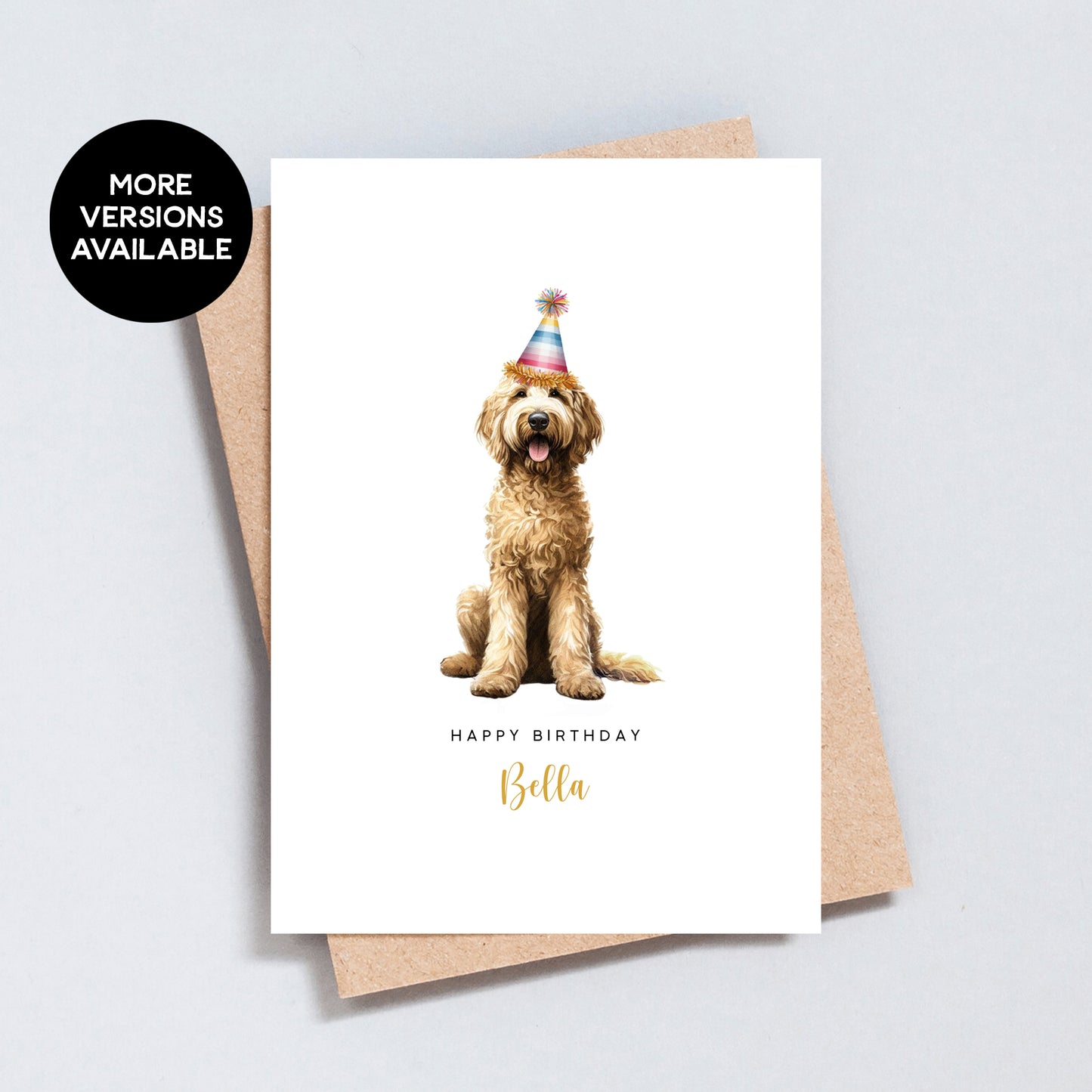 Personalised Name Labradoodle Birthday Card, Card From / To Dog