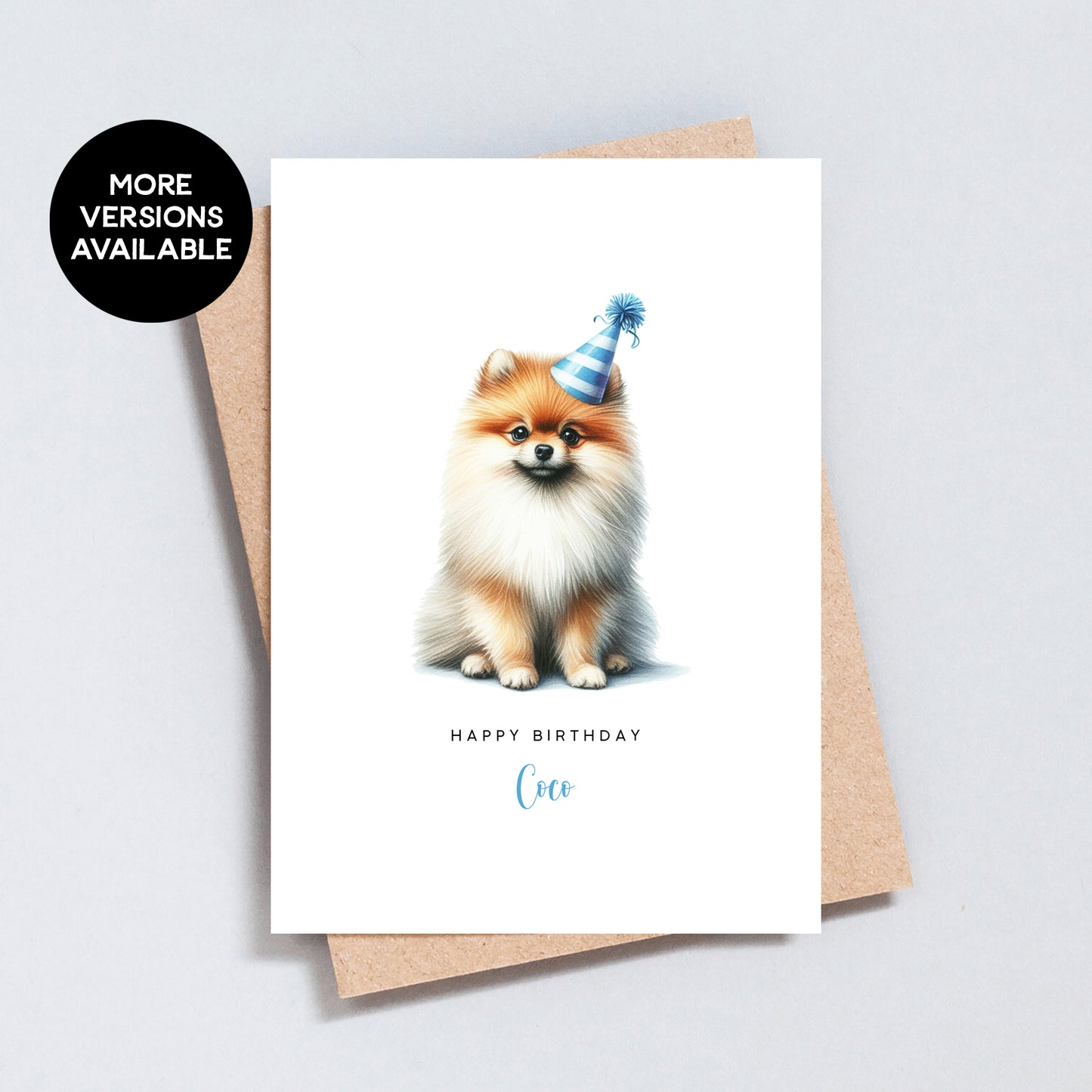 Personalised Pomeranian Birthday Card, Card From Or To Dog