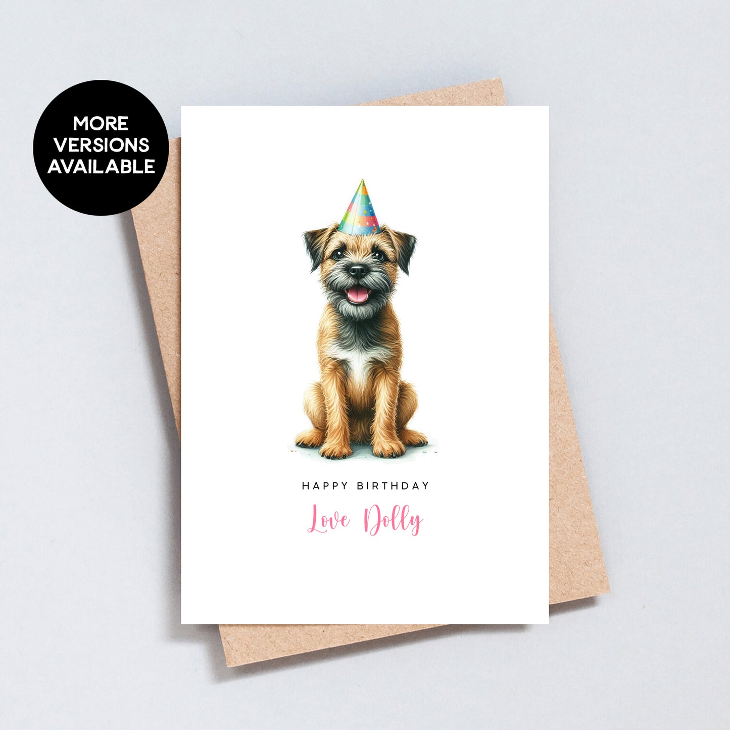 Personalised Border Terrier Birthday Card, Card From Or To Dog