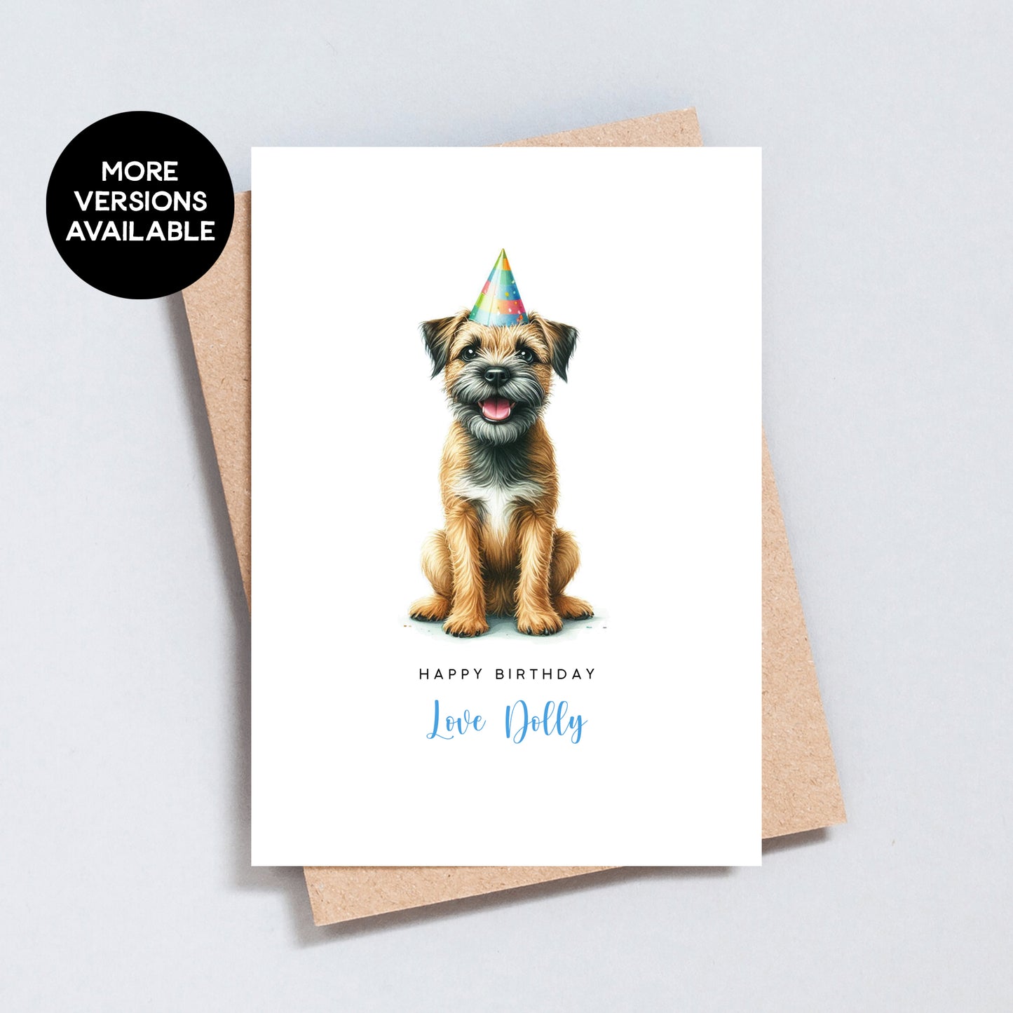 Personalised Border Terrier Birthday Card, Card From Or To Dog