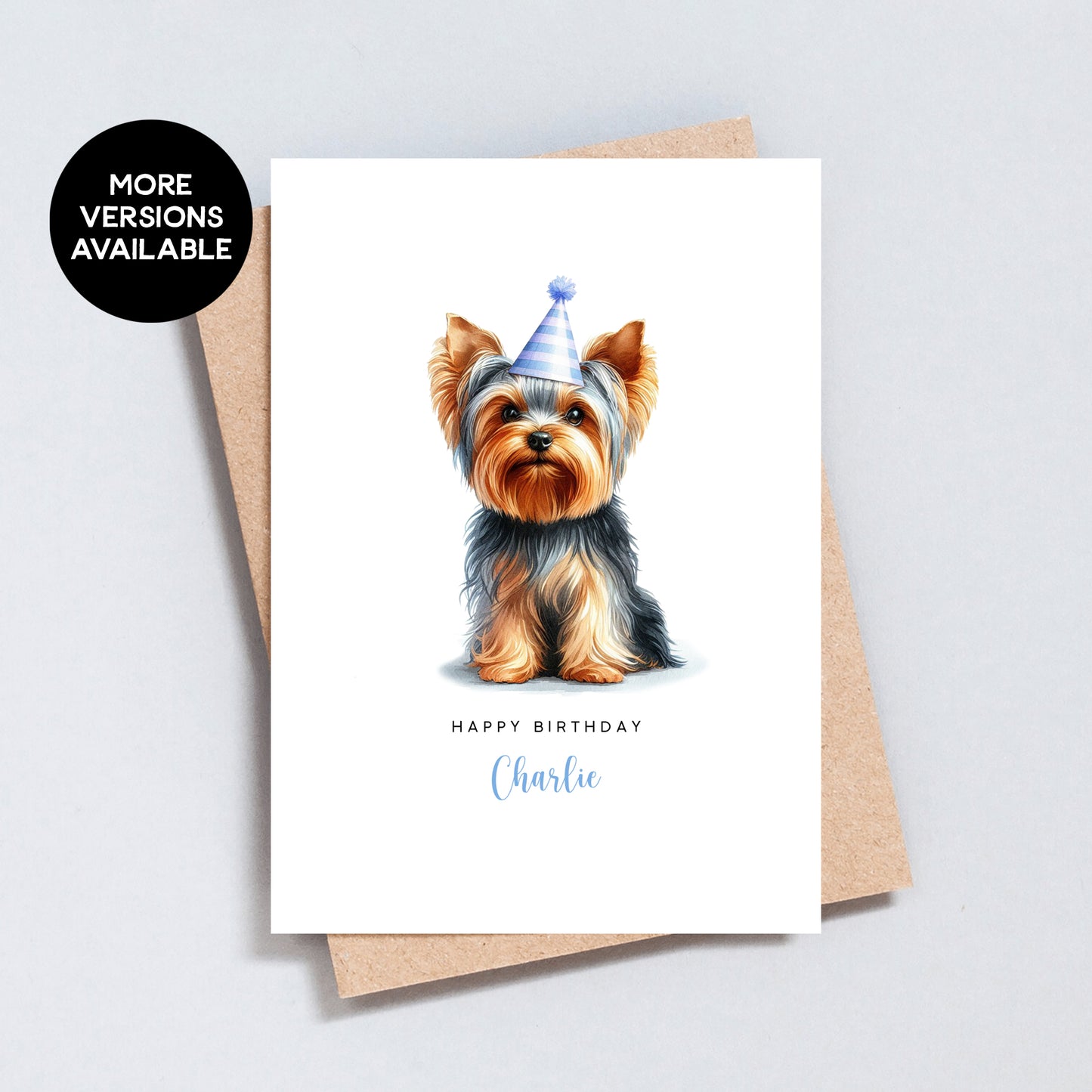 Personalised Yorkshire Terrier Birthday Card, Card From Or To Dog