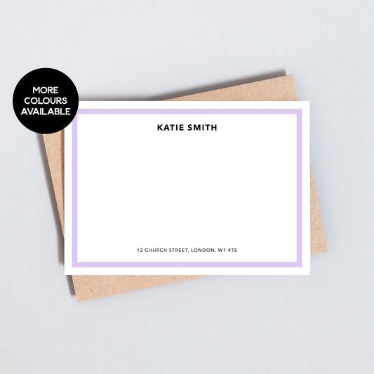Coloured Border Personalised Stationary, Elegant Note Cards With Custom Name Stationary Set, Correspondence Cards, Postcard Set, A6 Size