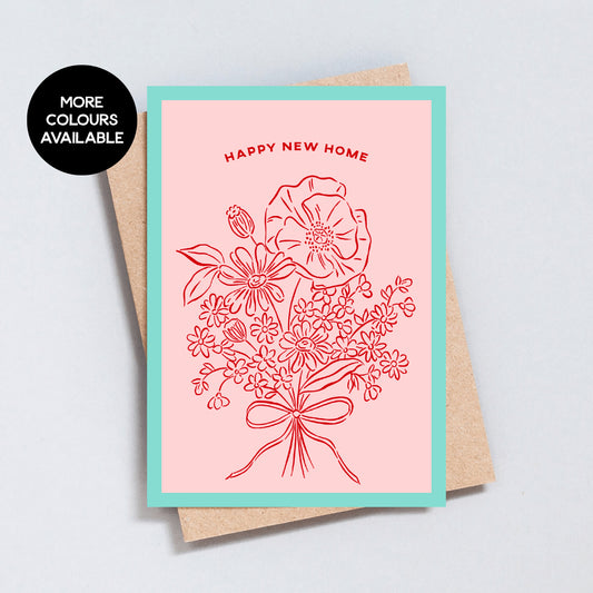 Happy New Home Floral Bouquet Greeting Card