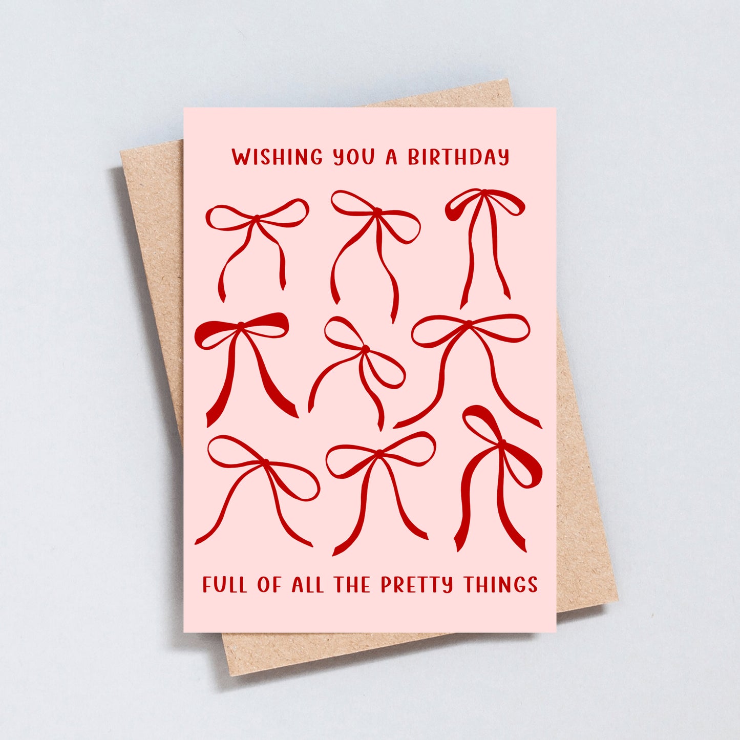 All The Pretty Things birthday greeting card, colourful text design, A6 & 5x7