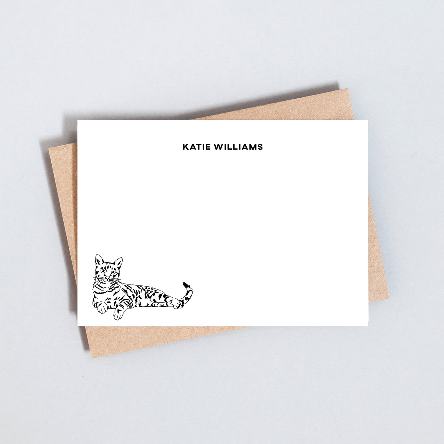 Cat Illustration Personalised Stationary, Elegant Note Cards With Custom Name Stationary Set, Correspondence Cards, Postcard Set, A6 Size