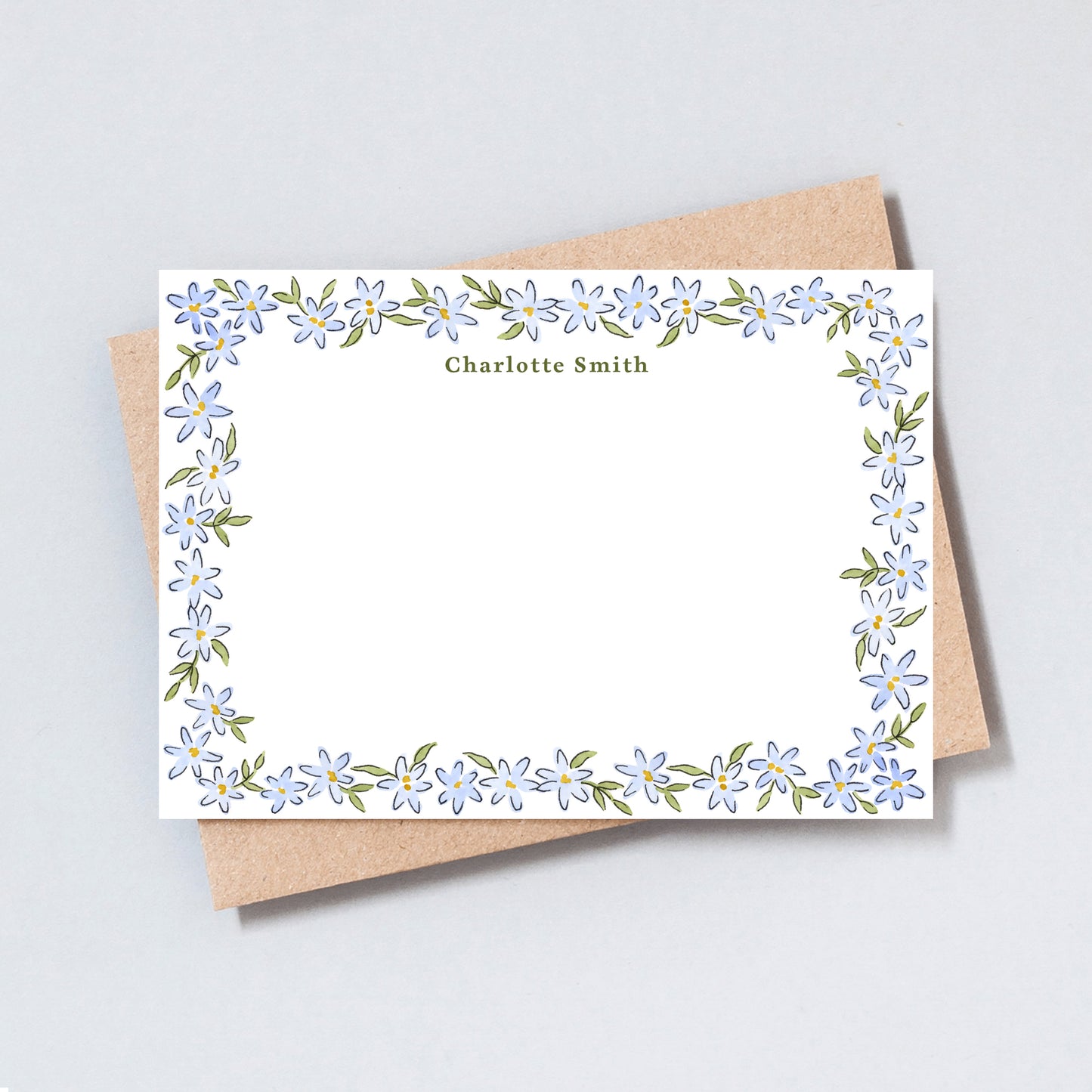 Personalised Blue Floral Stationery Set
