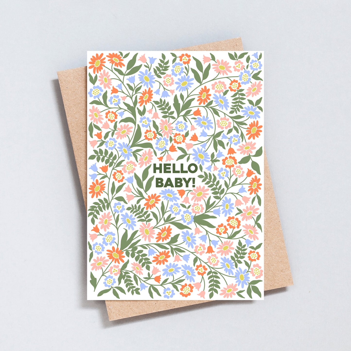 Hello Baby Floral New Baby Greeting Card
