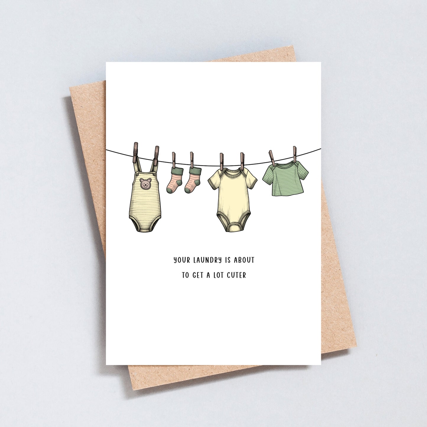 Your Laundry Is About To Get A Lot Cuter, New Baby Greeting Card