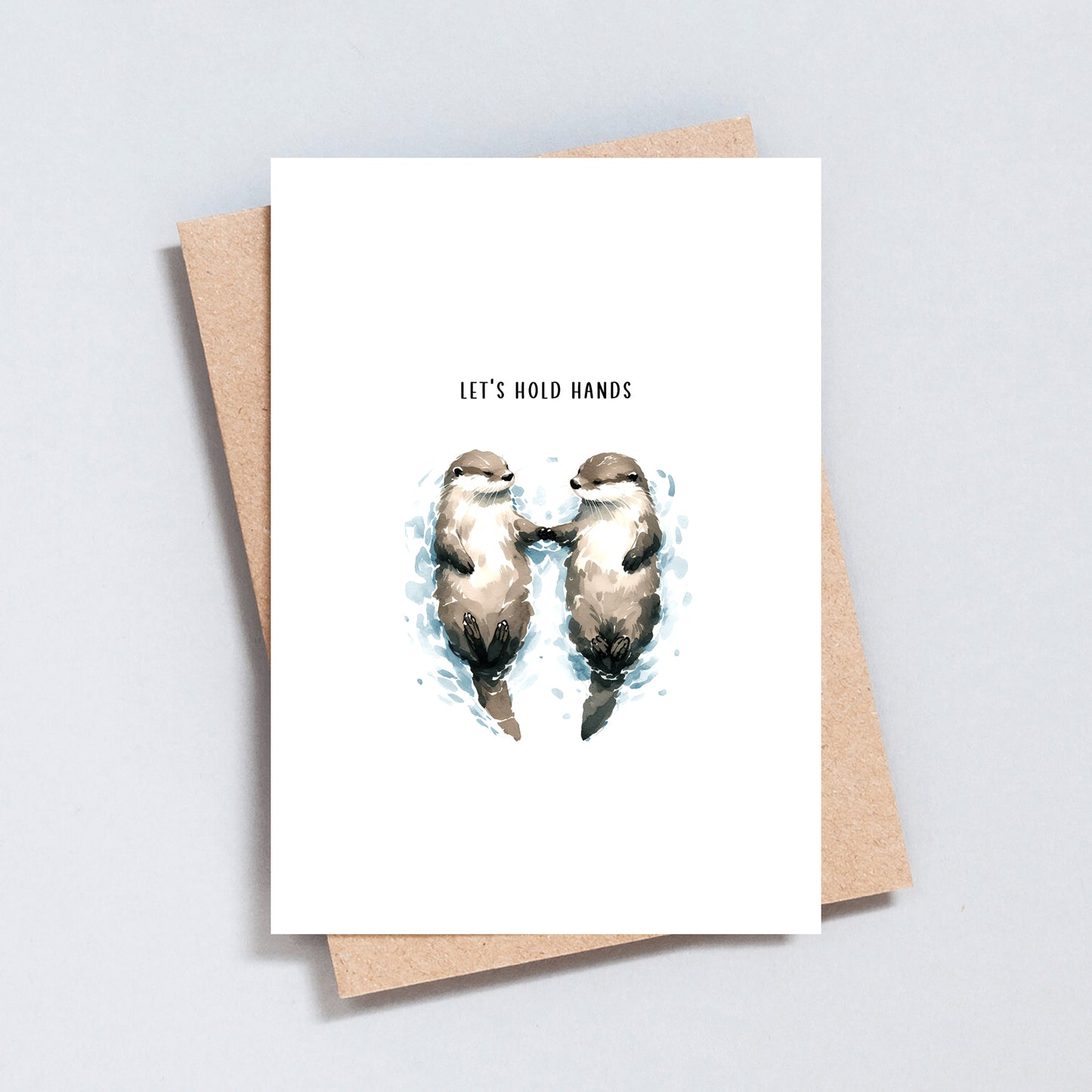 Let's Hold Hands, Otters Greeting Card
