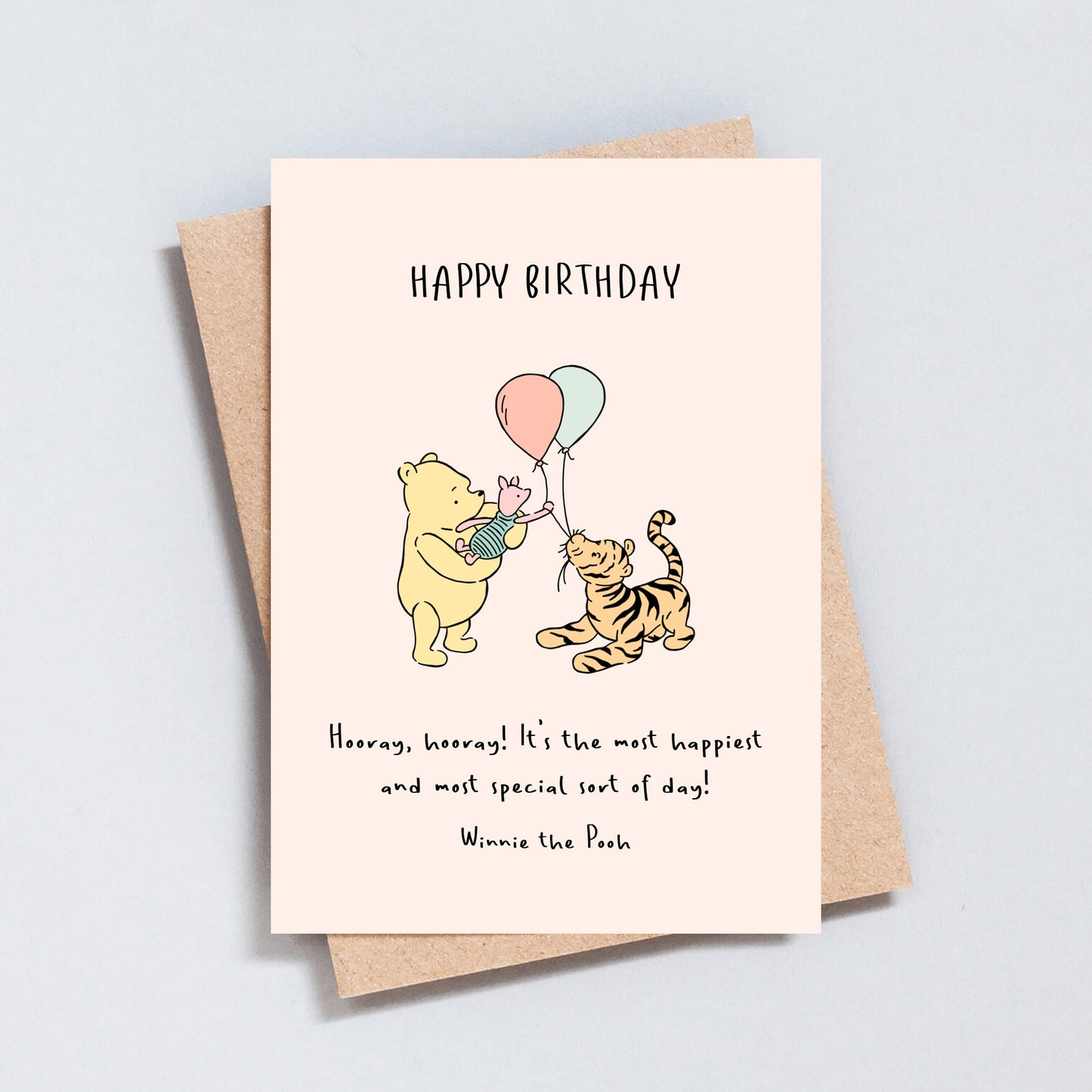 Winnie the Pooh Hooray Quote Birthday Greeting Card
