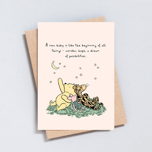 Winnie the Pooh Quote, New Baby Greeting Card
