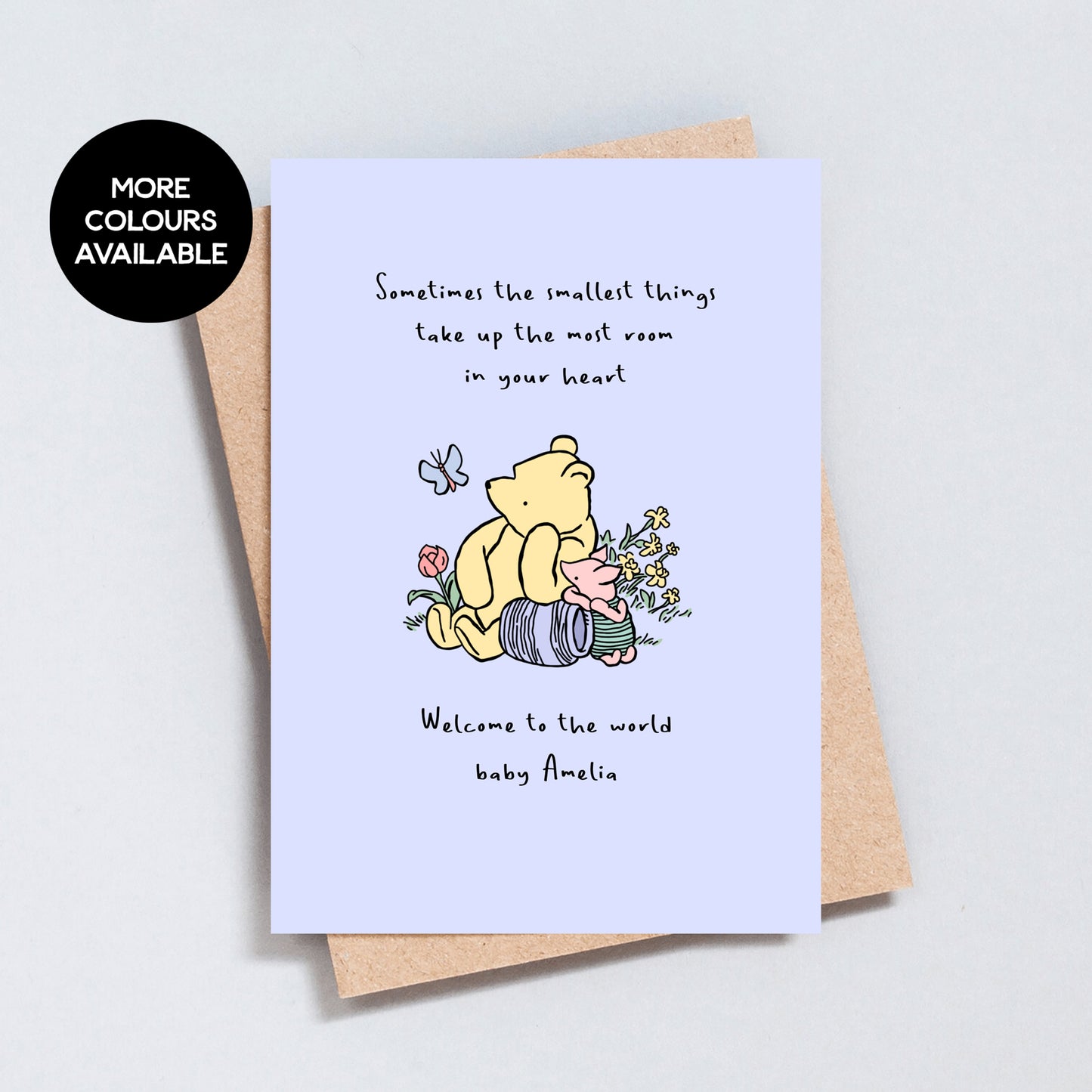 Winnie the Pooh Quote, New Baby Personalised Greeting Card