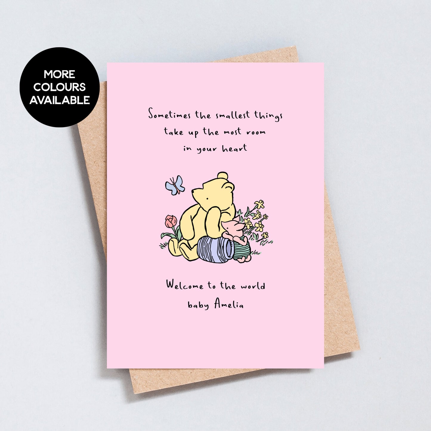 Winnie the Pooh Quote, New Baby Personalised Greeting Card
