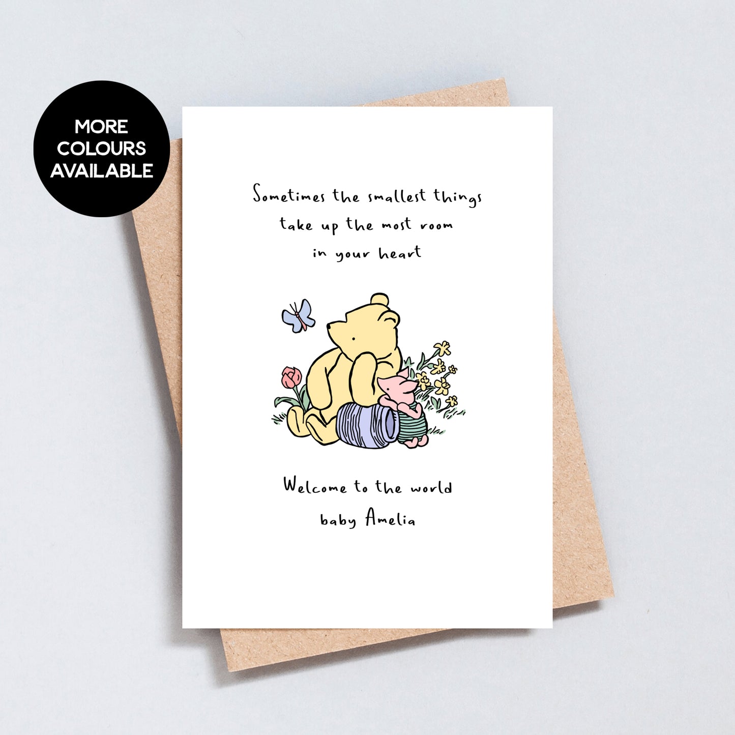 Winnie the Pooh Quote, New Baby Personalised Greeting Card