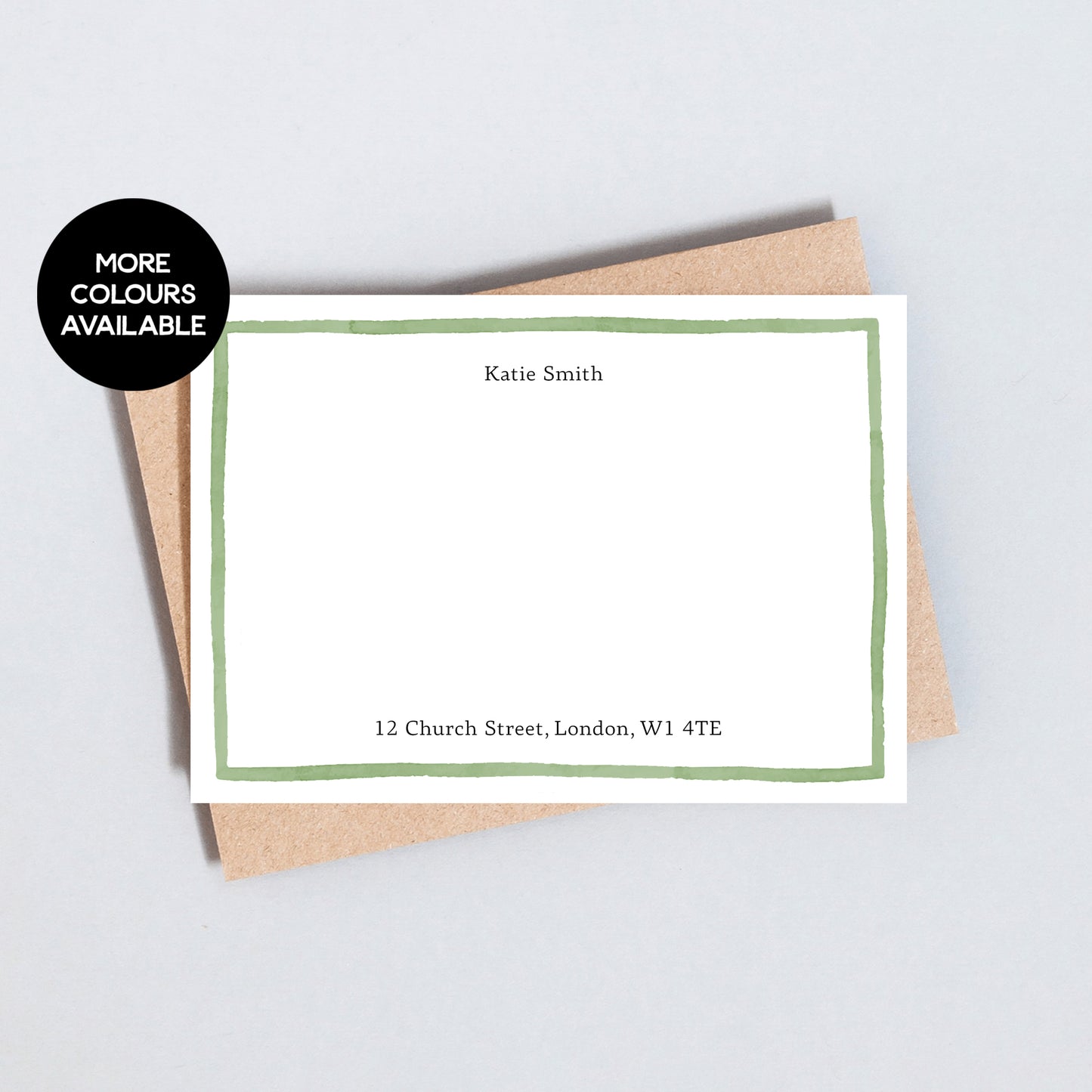 Watercolour Painted Border Personalised Stationary, Elegant Note Cards With Custom Name Stationary Set, Correspondence Cards, Postcard Set, A6 Size