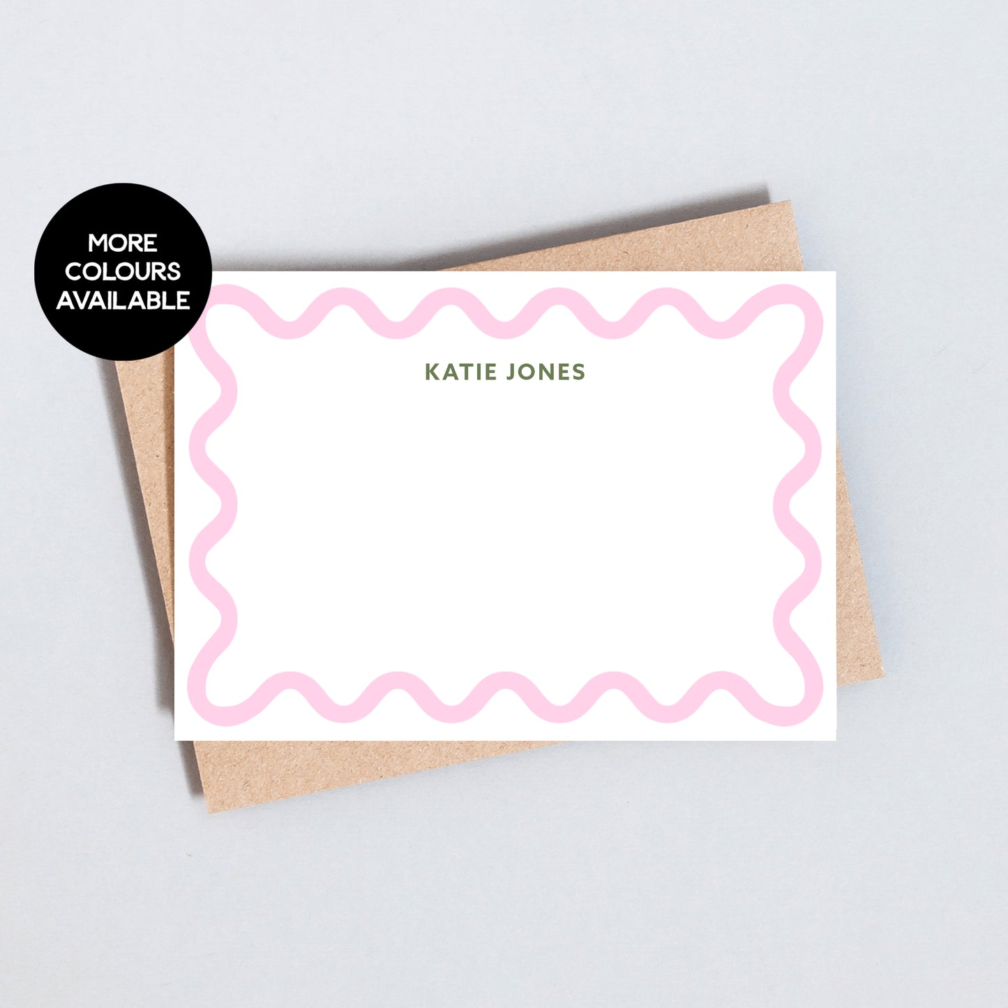 Wave Border Personalised Stationary, Elegant Note Cards With Custom Name Stationary Set, Correspondence Cards, Postcard Set, A6 Size
