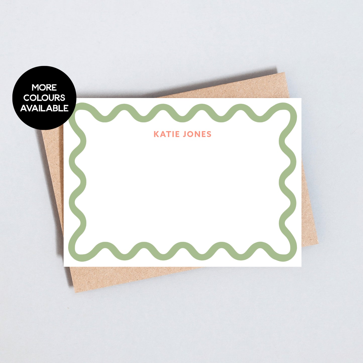 Wave Border Personalised Stationary, Elegant Note Cards With Custom Name Stationary Set, Correspondence Cards, Postcard Set, A6 Size