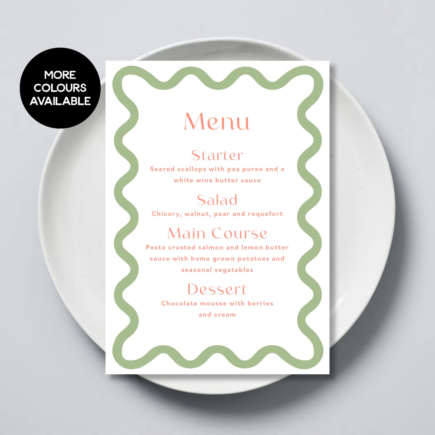Wavy Edge Border Menu, 5x7 Size