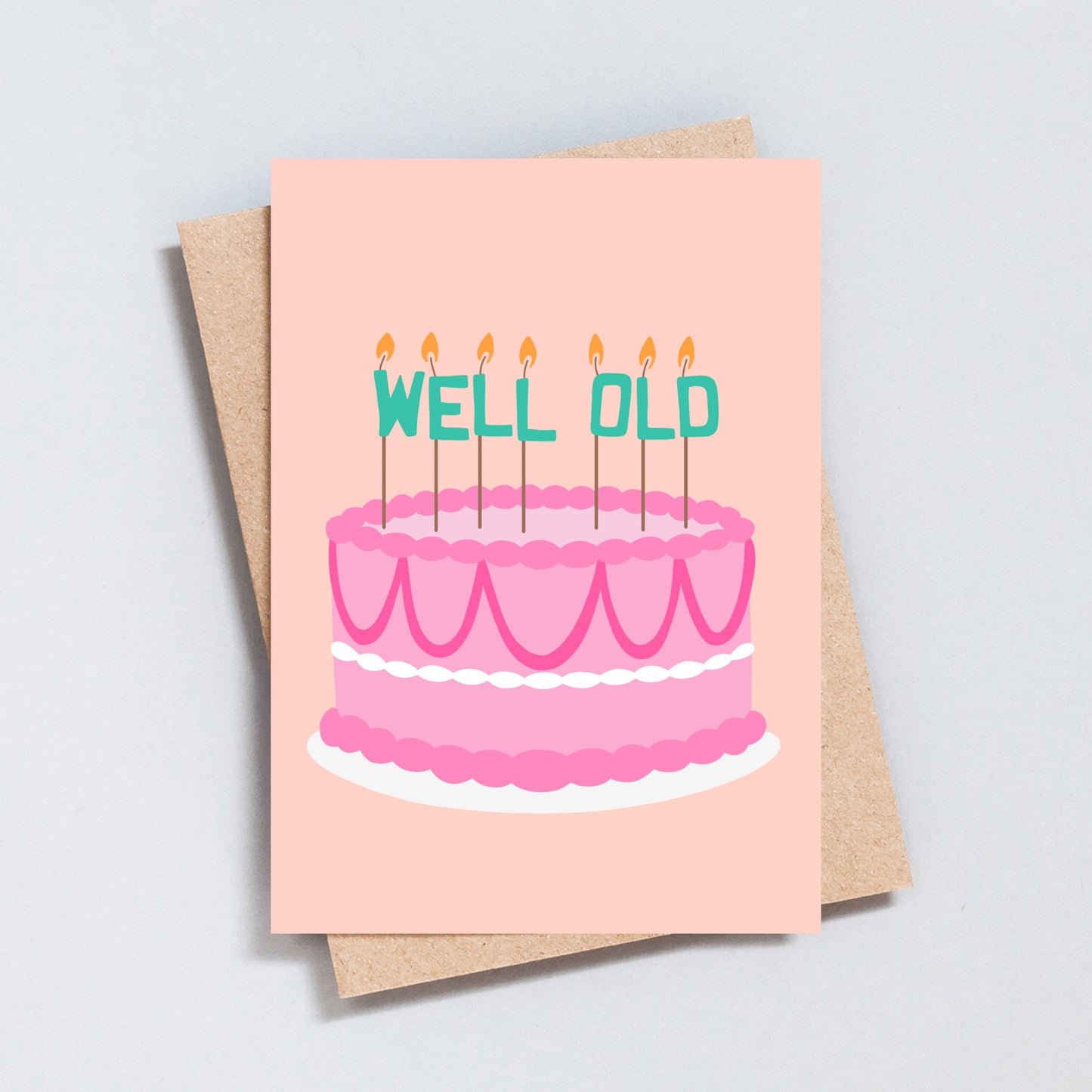 Well Old Candles Birthday Cake Greeting Card