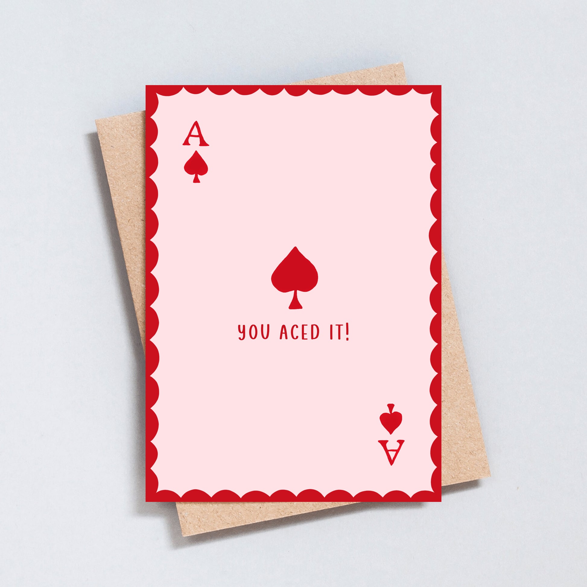 You aced it congratulations card with playing card ace design