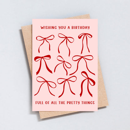 All The Pretty Things birthday greeting card, colourful text design, A6 & 5x7