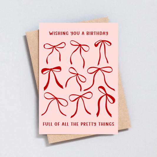 All The Pretty Things birthday greeting card, colourful text design, A6 & 5x7
