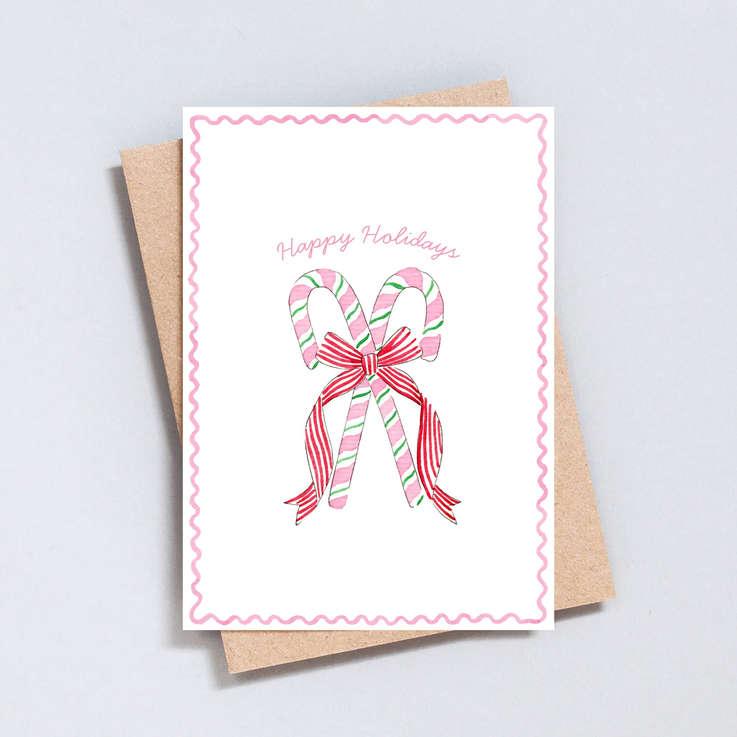 Candy Cane Christmas Card – Red and Pink Holiday Design