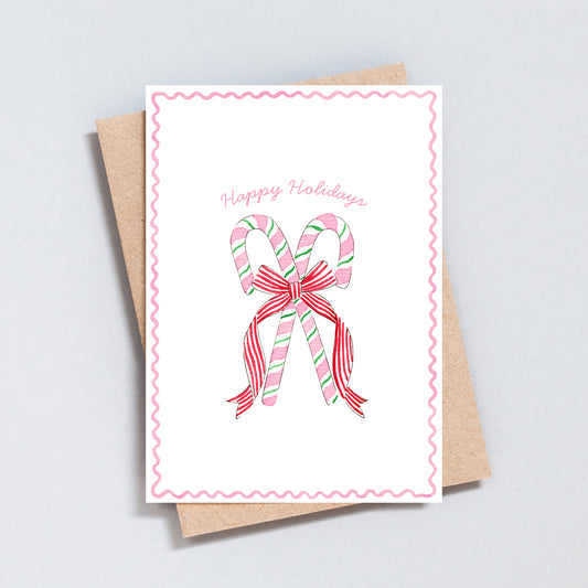 Candy Cane Christmas Card – Red and Pink Holiday Design
