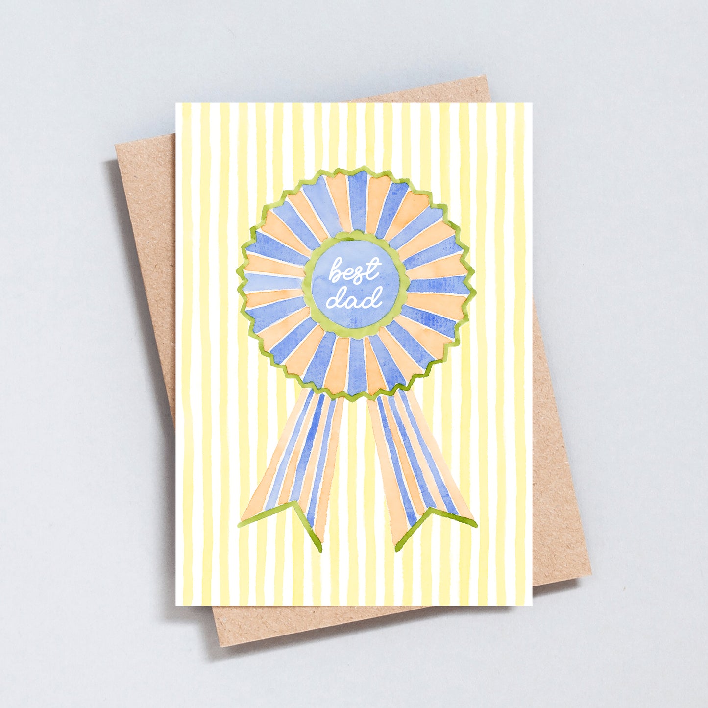Best dad rosette greeting card with ribbon illustration