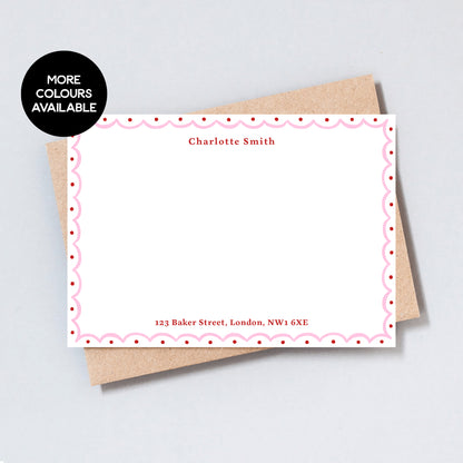 personalised pink scallop border stationery with custom name