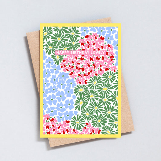 Patchwork Floral Birthday Greeting Card