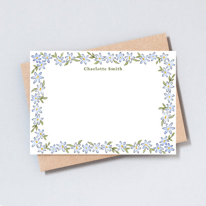 Personalised Blue Floral Stationery Set