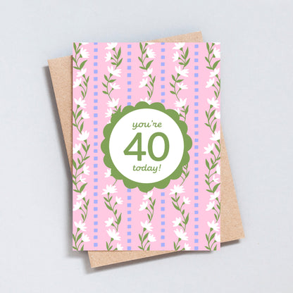 You're 40 Today, Floral 40th Birthday Card