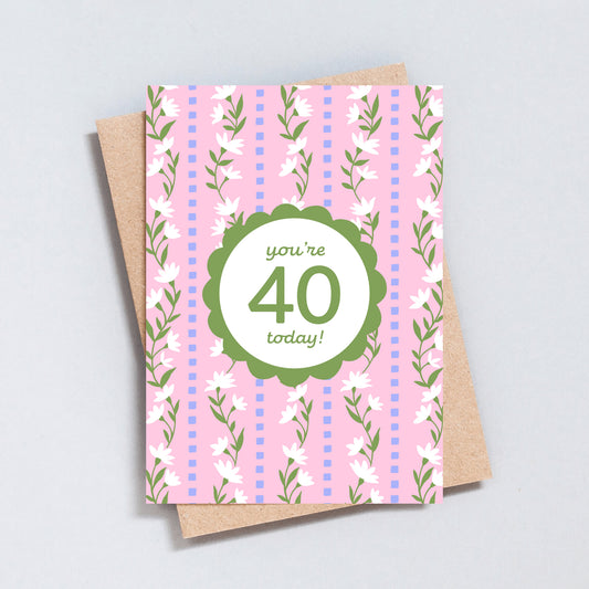 You're 40 Today, Floral 40th Birthday Card
