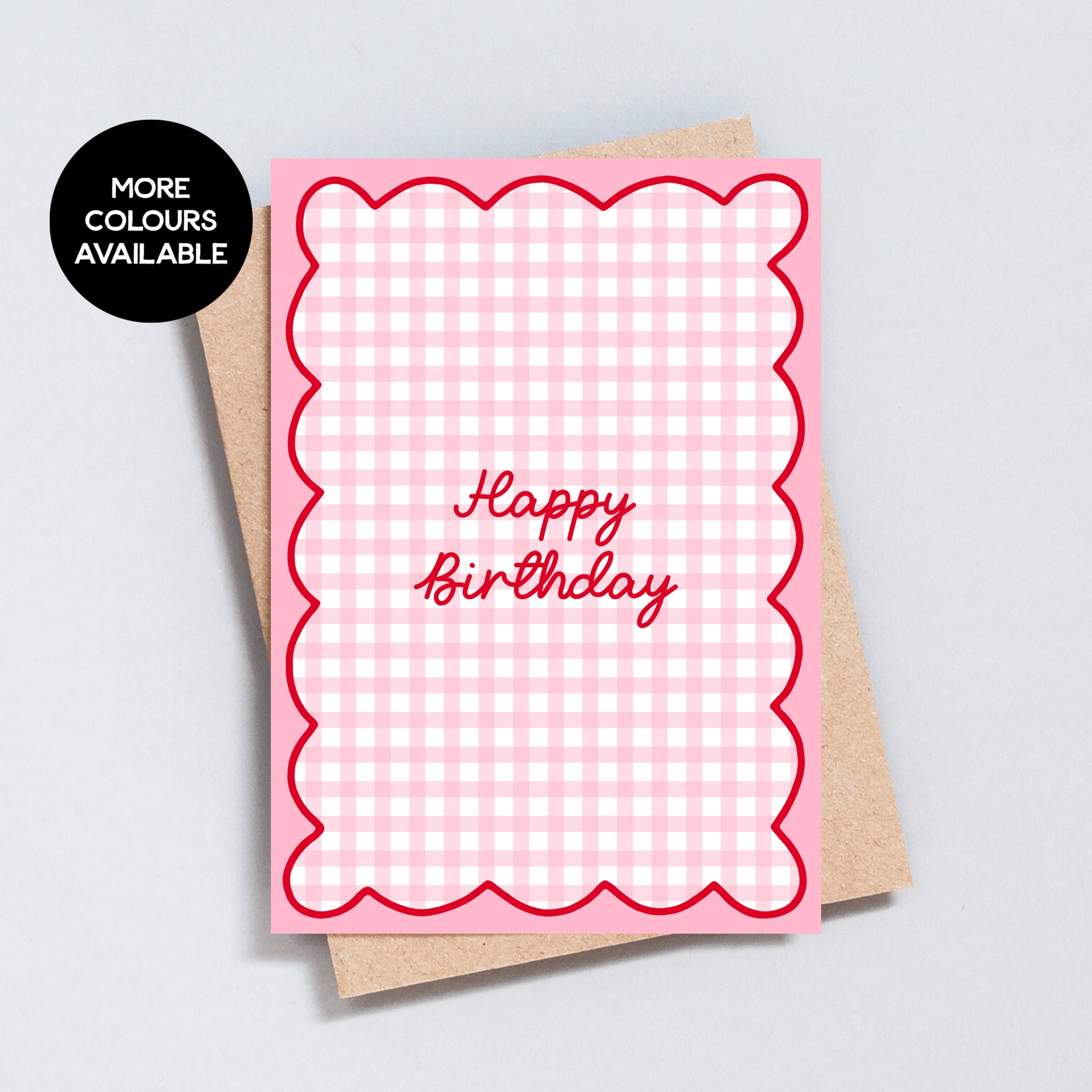 Colourful gingham print Happy Birthday greeting card, A6 & 5x7