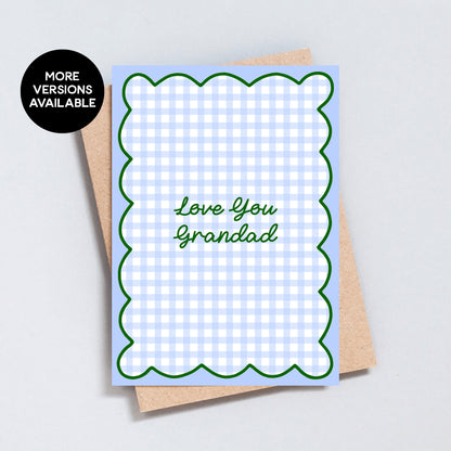 Love You Grandad Gingham Card