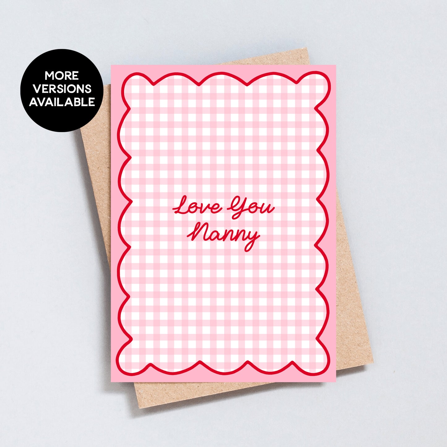 Love You Grandma Pink Gingham Card