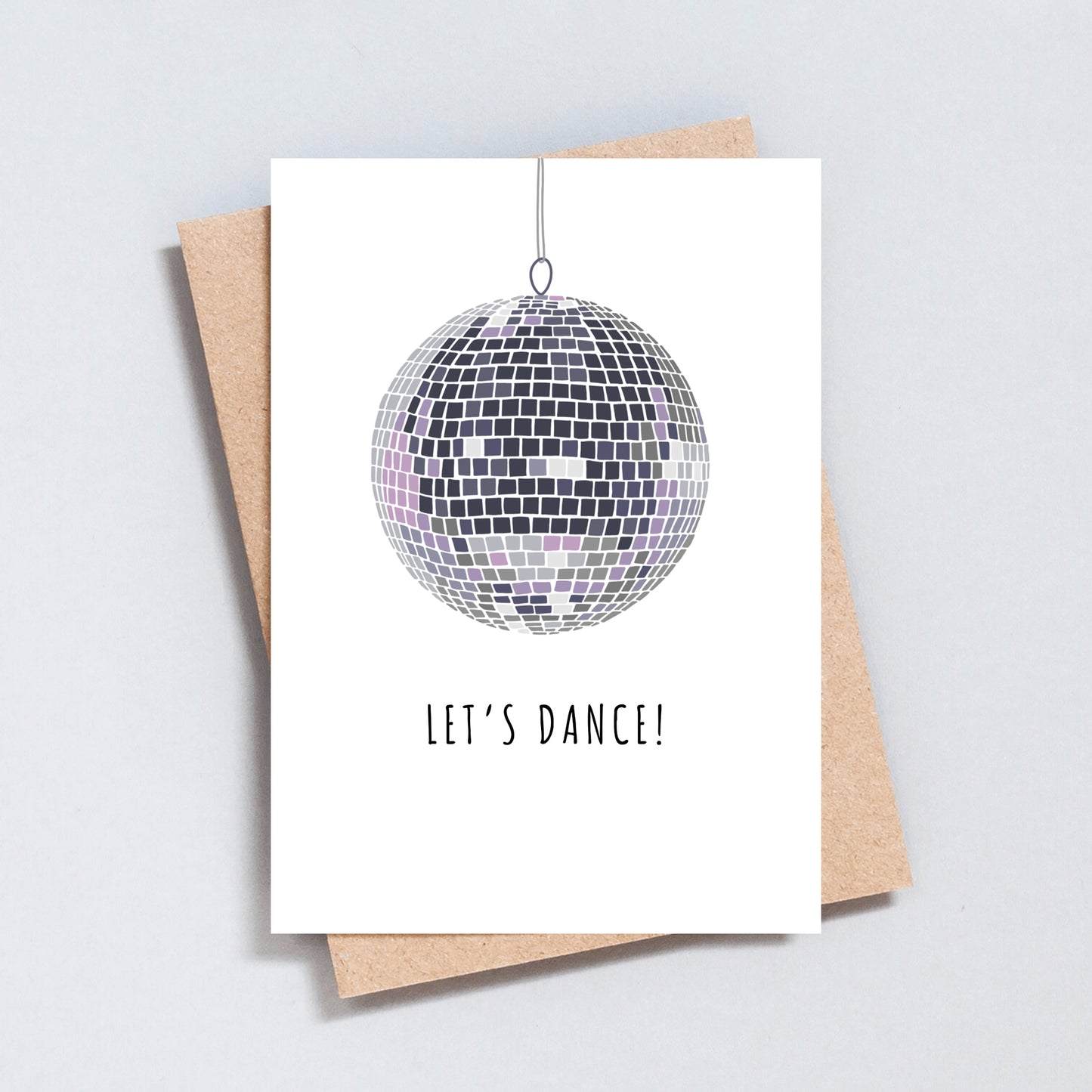 Disco ball Let’s Dance birthday card, colourful party greeting, A6 & 5x7
