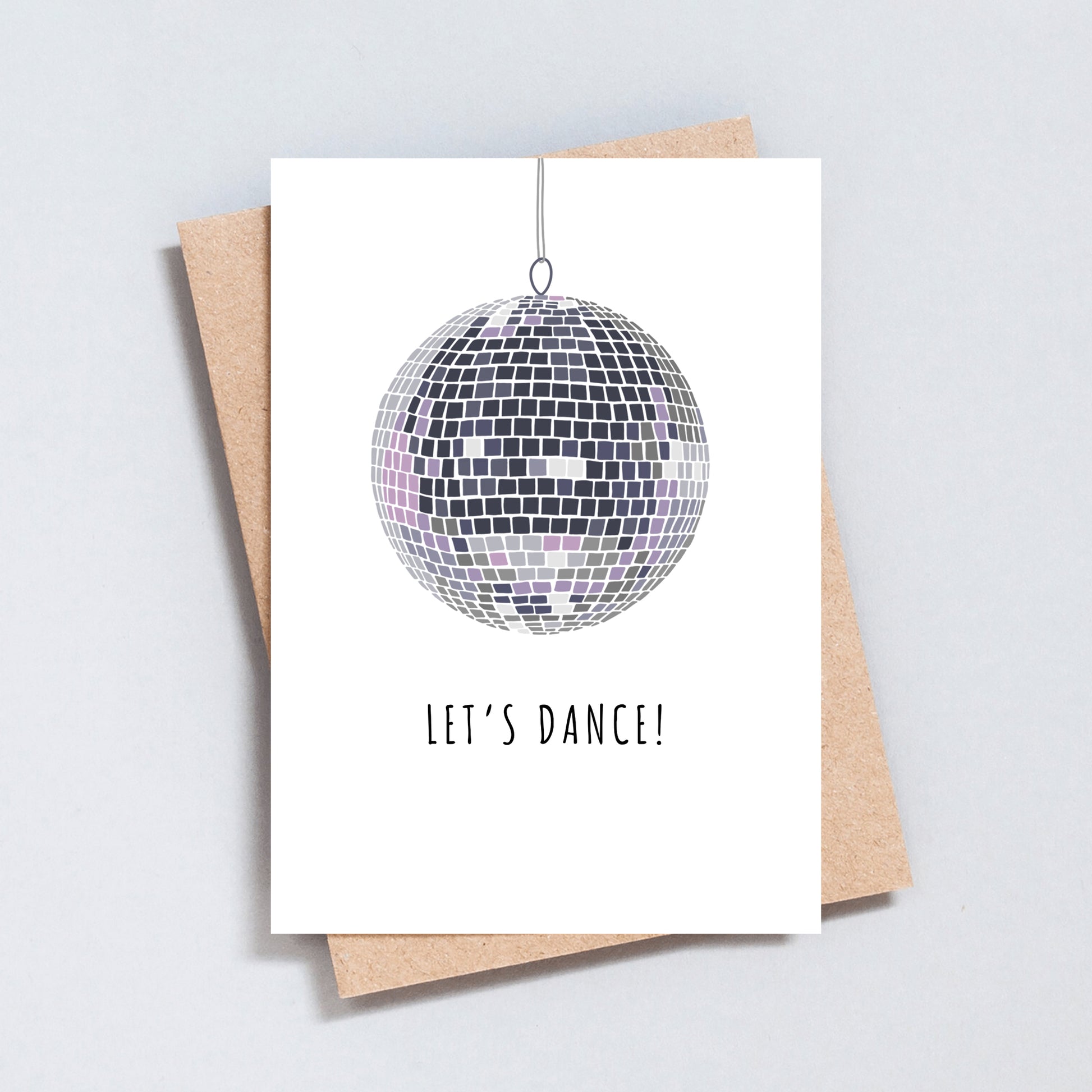 Disco ball Let’s Dance birthday card, colourful party greeting, A6 & 5x7