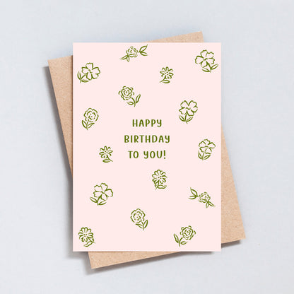 Floral Happy Birthday Greeting Card