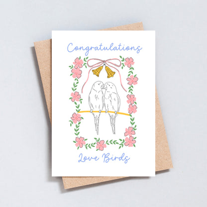 Congratulation Love Birds Wedding Greeting Card