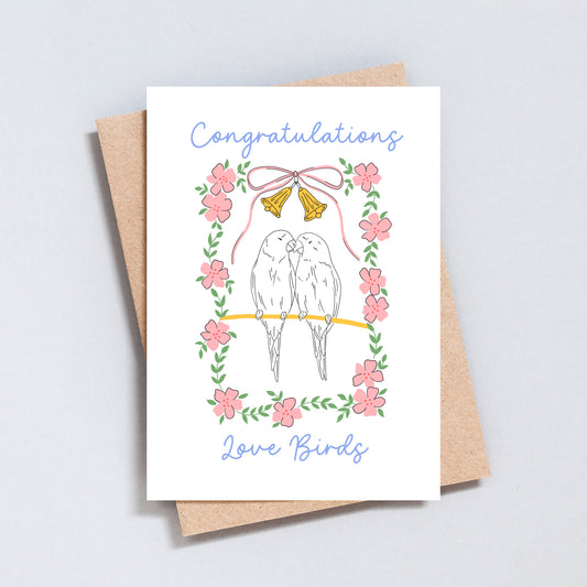 Congratulation Love Birds Wedding Greeting Card
