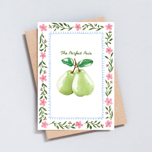 The Perfect Pair Card – Romantic Anniversary, Wedding & Engagement Greeting Card – Handmade Watercolour Floral Design