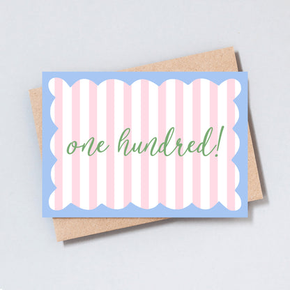 One Hundred Stripe Birthday Greeting Card