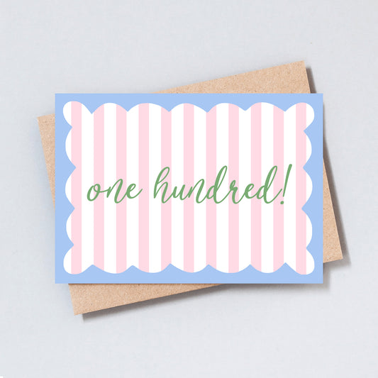 One Hundred Stripe Birthday Greeting Card