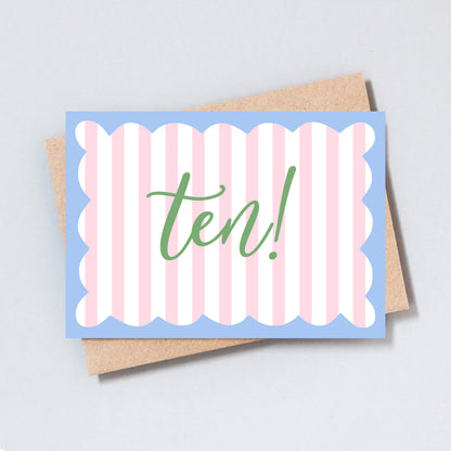 Ten Stripe Birthday Greeting Card