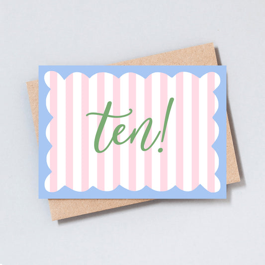 Ten Stripe Birthday Greeting Card